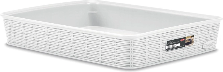 cesta ELEGANCE blanca de plástico 35,5 × 26 × 6 cm