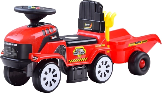 Correpasillos tractor con remolque y melodías para niños – Rojo