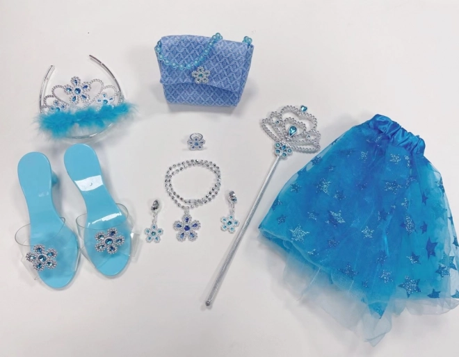 Set de princesa azul: falda, zapatitos y bolso