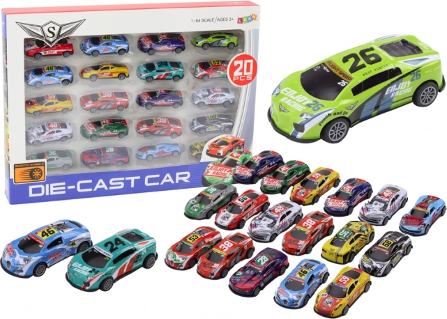 Set de coches de carreras deportivos 1:64 - 20 uds