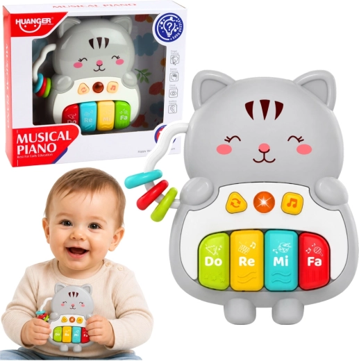 Gatito musical educativo: pianito infantil con luz