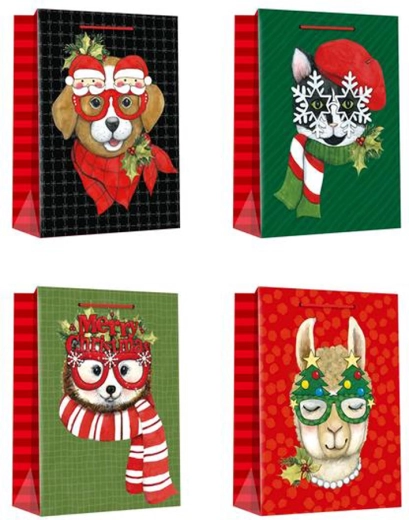 Bolsa de regalo navideña 32 × 26 × 10 cm – mix de motivos