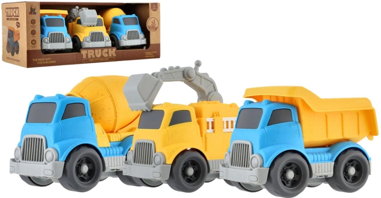 Set de vehículos de construcción, 3 uds, de rueda libre en caja