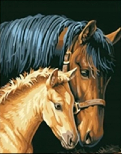 Pintura con diamantes Yegua con potro 30x40 cm
