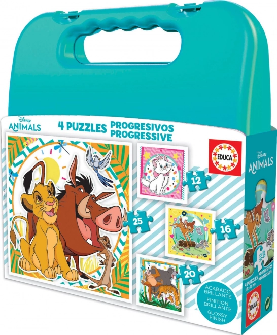 Puzle en maletín Disney Animalitos 4 en 1