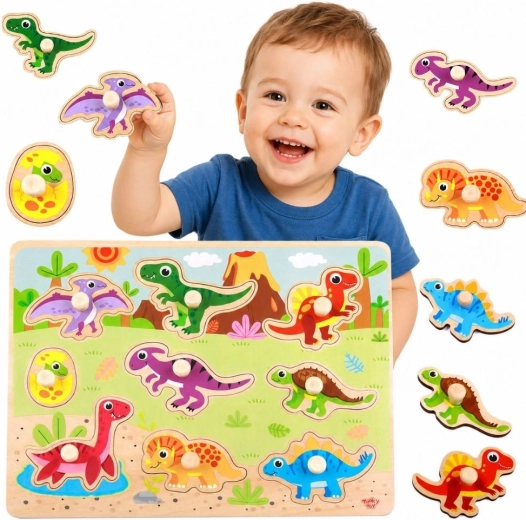 Puzzle encajable Montessori de madera de dinosaurios Tooky Toy