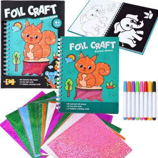 Libro para colorear creativo holográfico 2 en 1 de animalitos (Foil Craft)