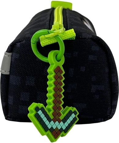 Cremallera verde brillante y colgante de espada pixelada