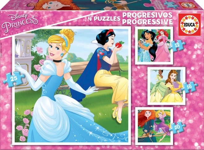 Educa puzzle Princesas Disney 4 en 1 para niños (12–25 piezas)
