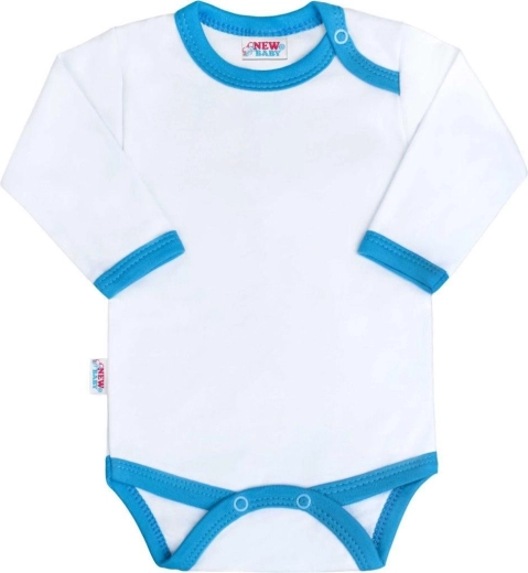Body para bebé de manga larga con ribete azul‑turquesa