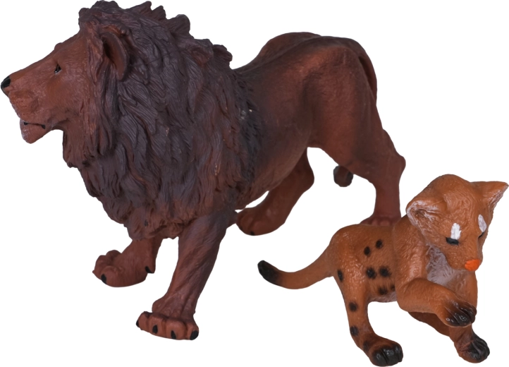 Dos figuras en el paquete: león y cachorro de león