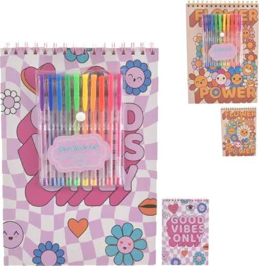 Set creativo de bloc de dibujo y bolígrafos de gel (2ASS)
