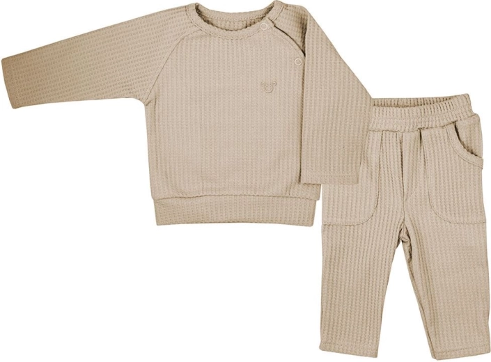 Conjunto para bebé Koala Bello – camiseta de manga larga y pantalones de chándal, beige