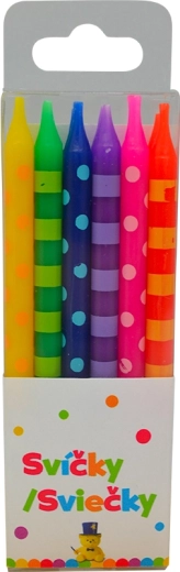 Velas de cumpleaños de lunares y rayas 6 cm, 12 uds.