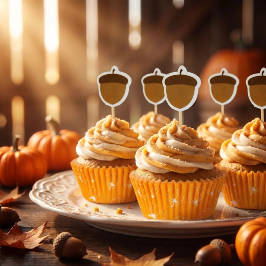 Set de cápsulas de papel para muffins con adornos decorativos, 24 + 24 unidades