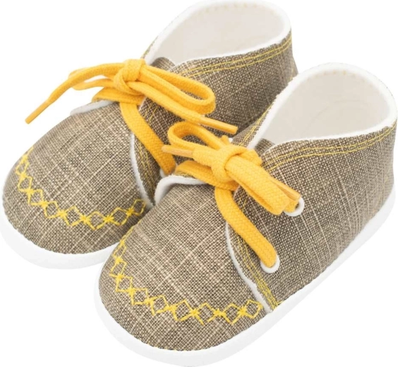 Patucos tipo zapatillas NEW BABY jeans mustard para bebé 0–3 meses