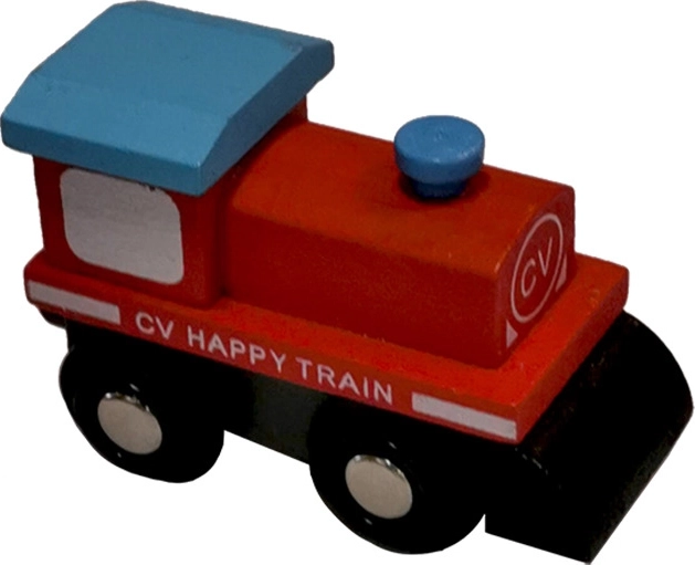 Trenes Babu – locomotora roja de madera