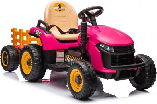 Tractor eléctrico infantil con remolque rosa