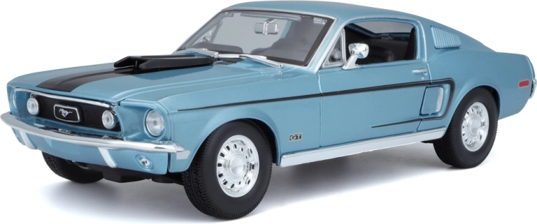 Maisto Ford Mustang gt cobra jet fastback 1968 – modelo metálico 1:18, azul metálico