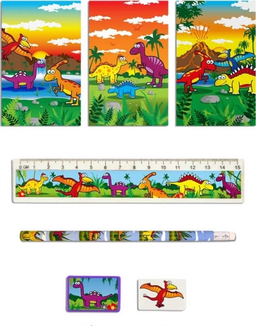 Set de escritura con motivo de dinosaurios