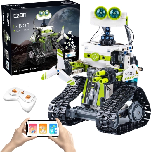 Set de construcción CaDA I.BOT Code Robot RC con LED, programación y control dual, 434 piezas