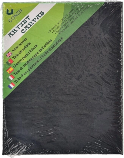 Lienzo de pintura negro sobre bastidor de madera 18 × 24 cm