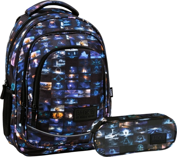 Set escolar BackUP Cosmic cat 2 en 1 (mochila y estuche)