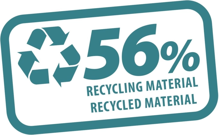 Contiene un 56 % de material reciclado