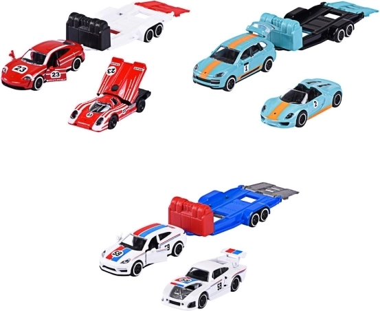 Majorette Porsche con remolque 1:64 – set de modelos metálicos