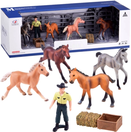 Serie Animales de granja – set de caballitos del establo, figuras y accesorios – Granja