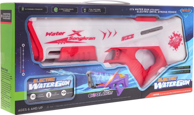 Pistola de agua eléctrica con luz 2 en 1 – Roja