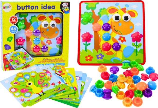 Rompecabezas infantil con botones de colores - 12 diseños