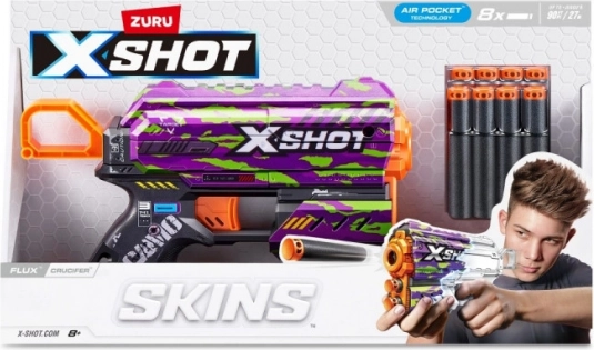 X-Shot Skins Flux – pistola de dardos de espuma Crucifer (8 dardos)