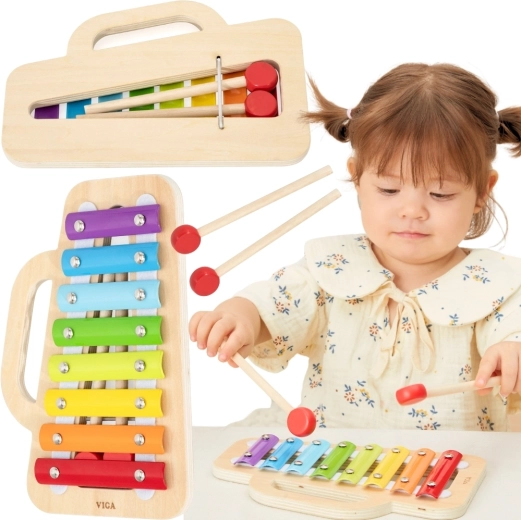 Xilófono de madera para niños con teclas arcoíris VIGA