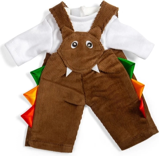 Bigjigs Toys pantalones marrones de pana con peto y camiseta para muñeca de 28 cm