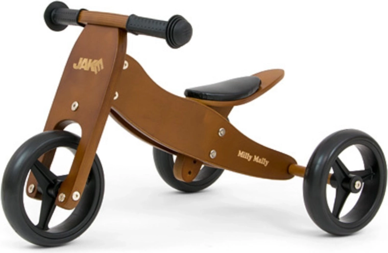 Milly Mally correpasillos de madera y triciclo Jake 2 en 1 Dark Natural