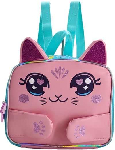 Mochila infantil 3D gato rosa 24 cm