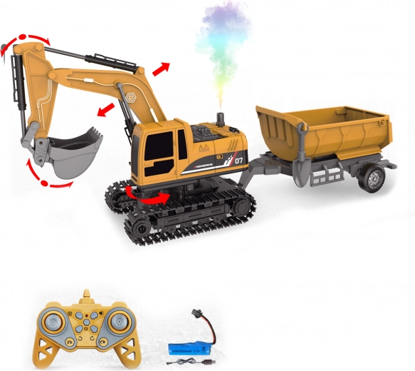 Excavadora RC 4 en 1 con remolque de control remoto 45 cm