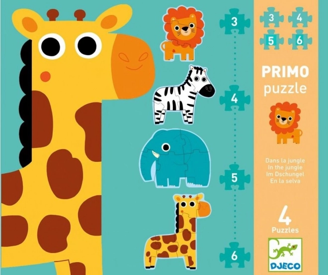 DJECO puzle de jungla 4 en 1 para niños (3–6 piezas)