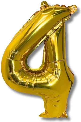 Globo de foil número 4, 40 cm, dorado