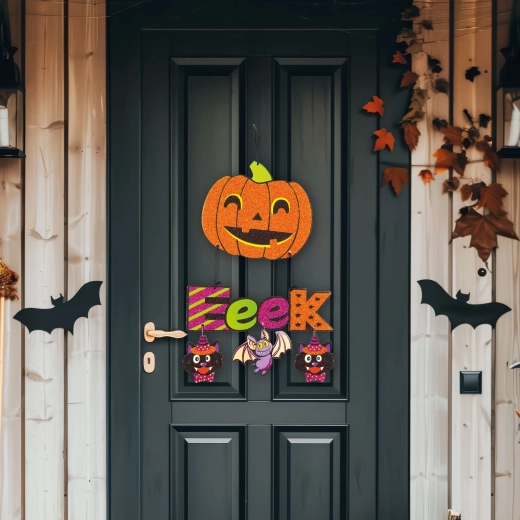 Decoración colgante de Halloween con forma de calabaza, 45 × 23 cm