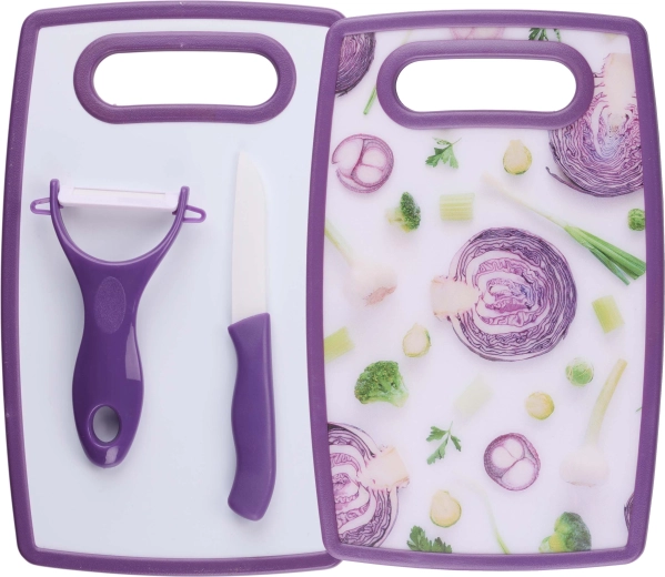 Set de cocina ALPINA – tabla de cortar, pelador y cuchillo de cocina