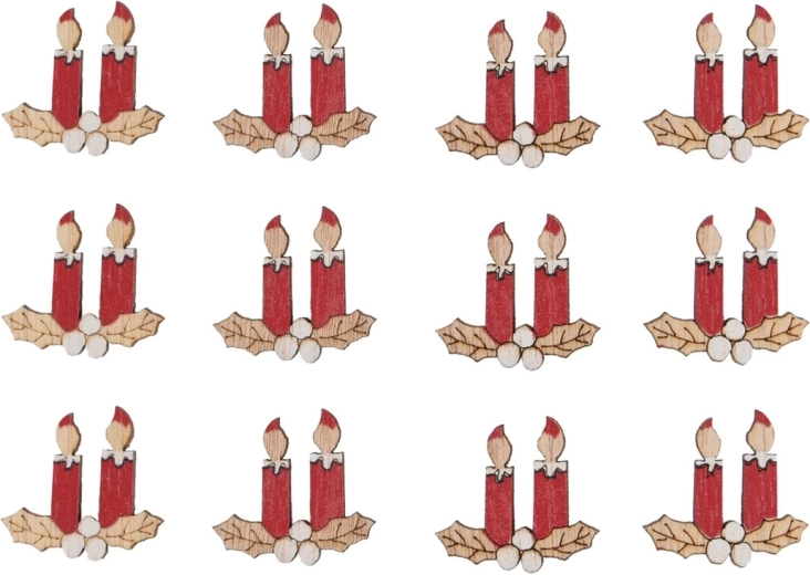 Velas de madera adhesivas rojas 3 cm (12 uds.)
