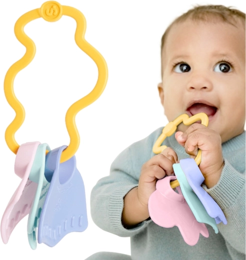 Sonajero con forma de nubecita = sonajero y mordedor