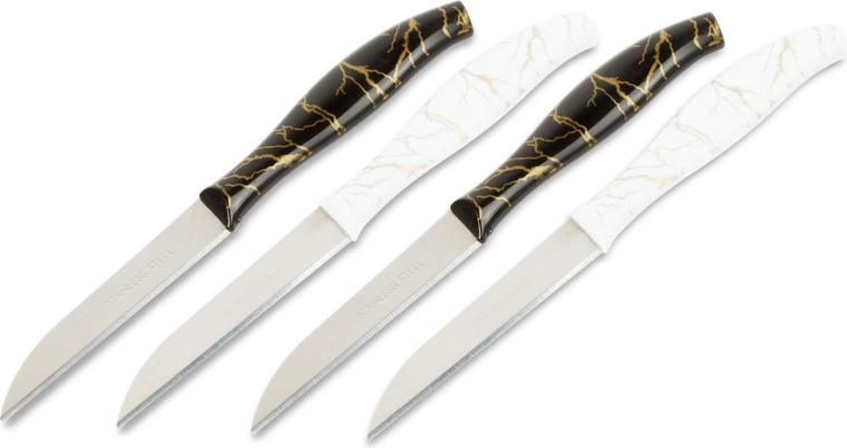 Set de cuchillos peladores de 15 cm, negro/blanco, 4 unidades