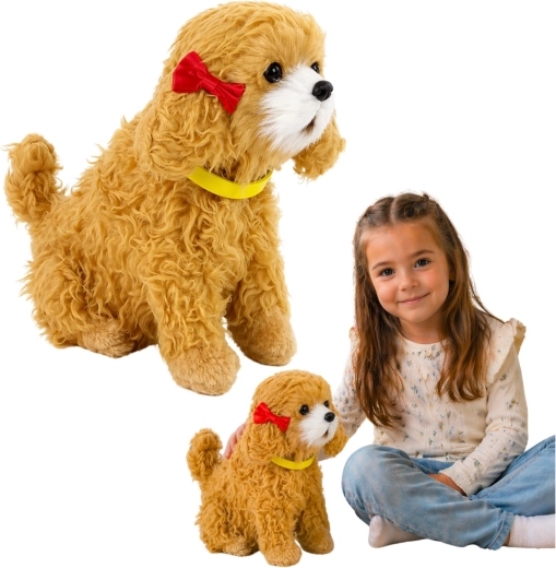 Perrito caniche de peluche interactivo que ladra y mueve la cola