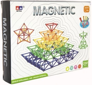 Juego de construcción magnético 250 piezas de plástico y metal