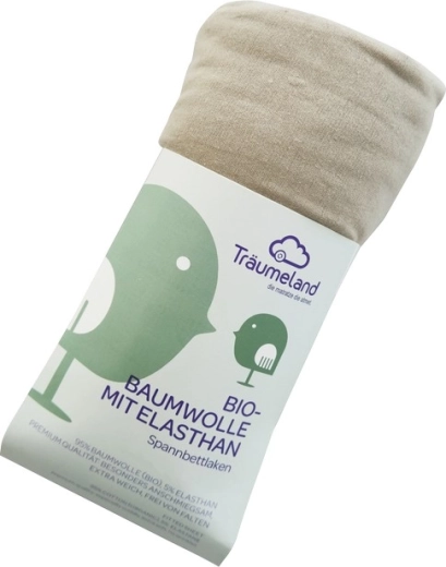 Träumeland sábana bajera de algodón orgánico con elastano para cochecito 35 × 78 cm taupe