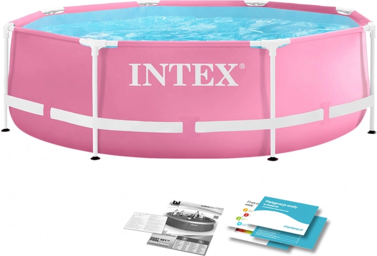 Piscina infantil circular con estructura para niños 244 × 76 cm rosa Intex