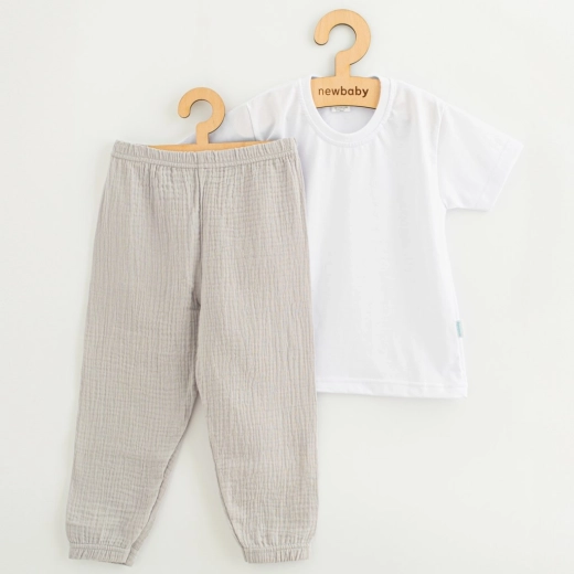 Conjunto infantil de algodón: camiseta y pantalón de muselina New Baby Kindergarten gris claro 110 (4–5 años)